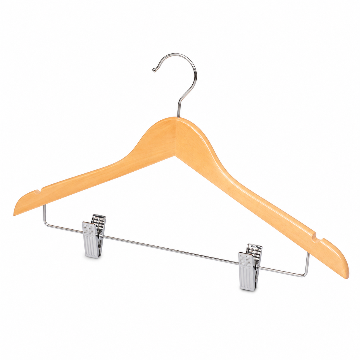 Hanger standard hook, with clips, natural, 100/case