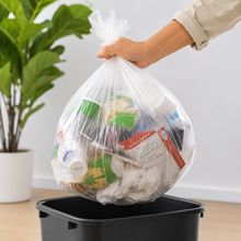 High density trash can liner 24" x 24" 8 mic. 7-10 gal. clear, 1000/case