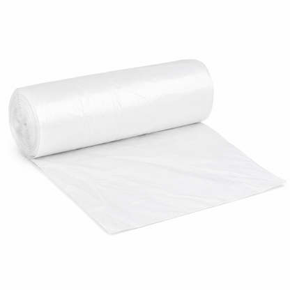 High density trash can liner 24" x 24" 8 mic. 7-10 gal. clear, 1000/case
