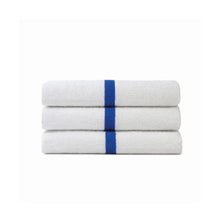 Economy pool towels white with blue stripe