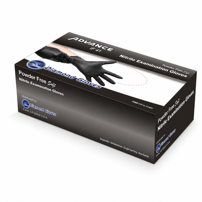 Diamond nitrile gloves, 4-4.5 mil. exam, powder free, 10/100, 1000/case